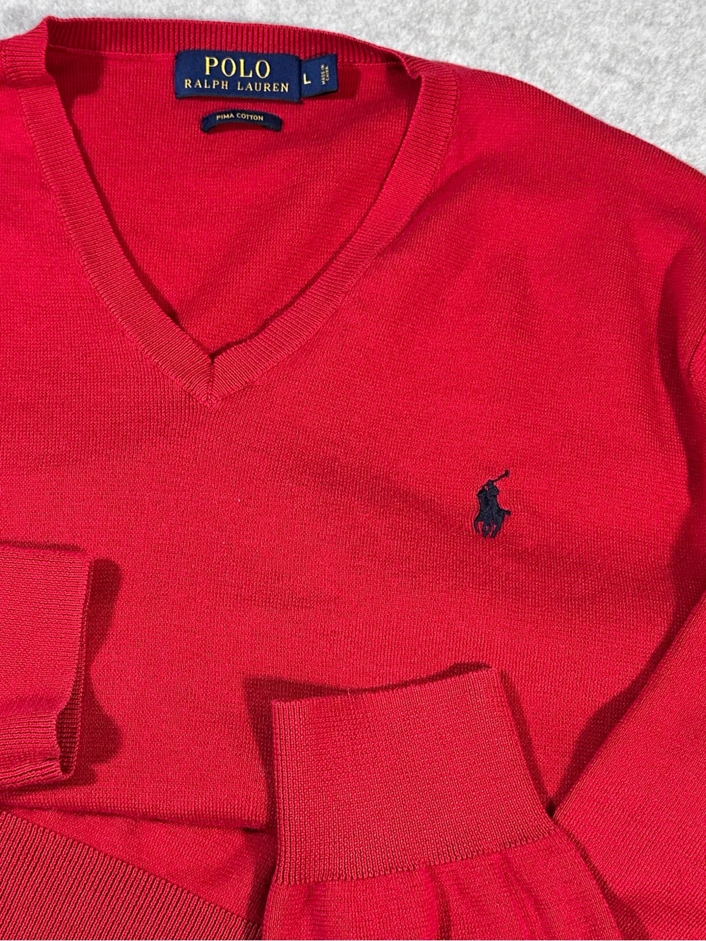 Polo by Ralph Lauren Men's Red V-Neck Sweater